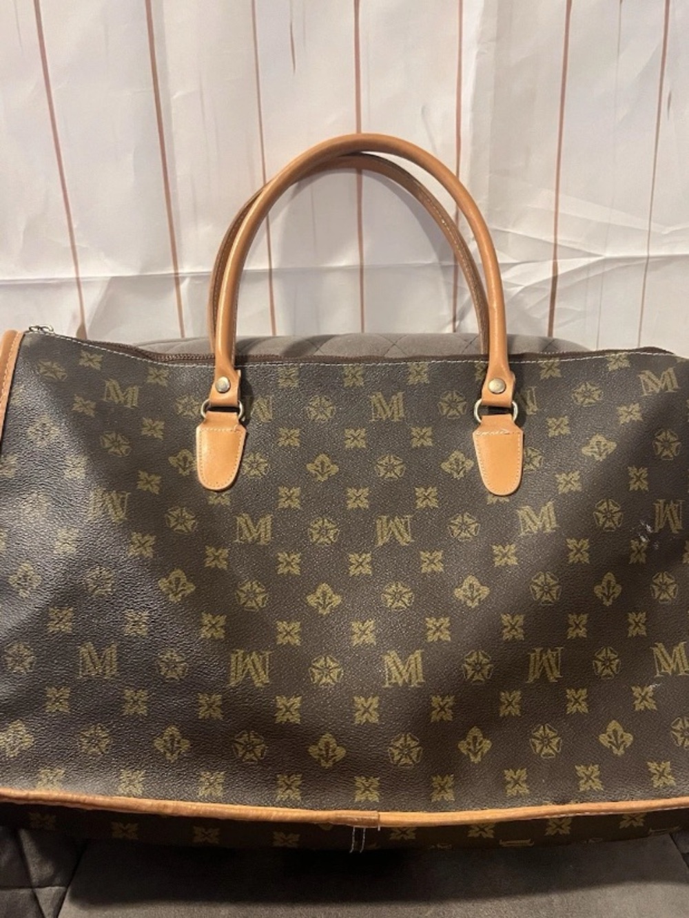 Montella Brown Travel Duffel Bag with Tan Handles